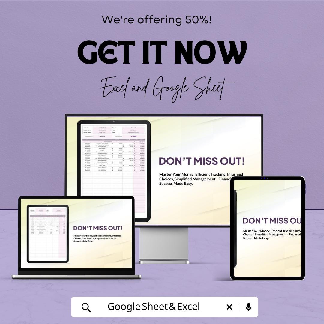 Ledger Workbook Template | Accounting Ledger Spreadsheet | Bookkeeping Tracker Template | Excel & Google Sheets |