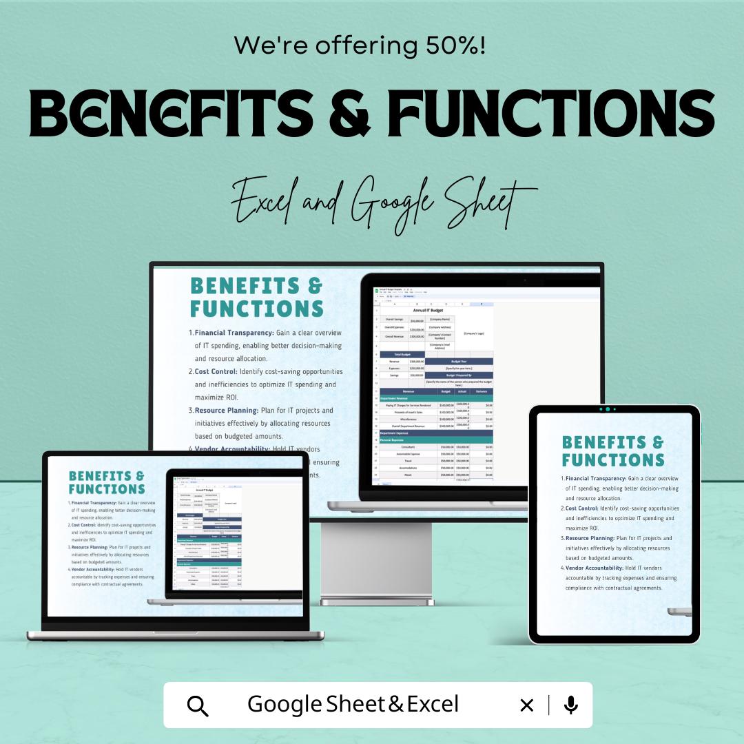 Simple Annual IT Budget Sheet Template - Excel & Google Sheets for IT Financial Planning
