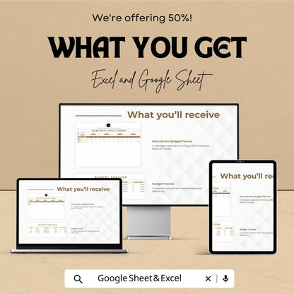 Recruitment Budget Planner HR Sheet | Excel & Google Sheets Template | Track Recruitment Expenses | Budgeting Tool for HR Departments