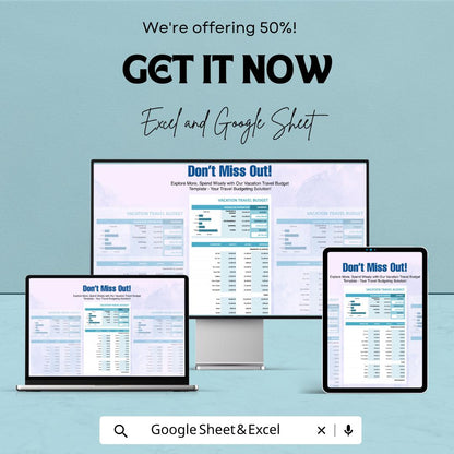 Vacation Travel Budget Template | Excel & Google Sheets Vacation Planner | Travel Expense Tracker | Holiday Budget Spreadsheet