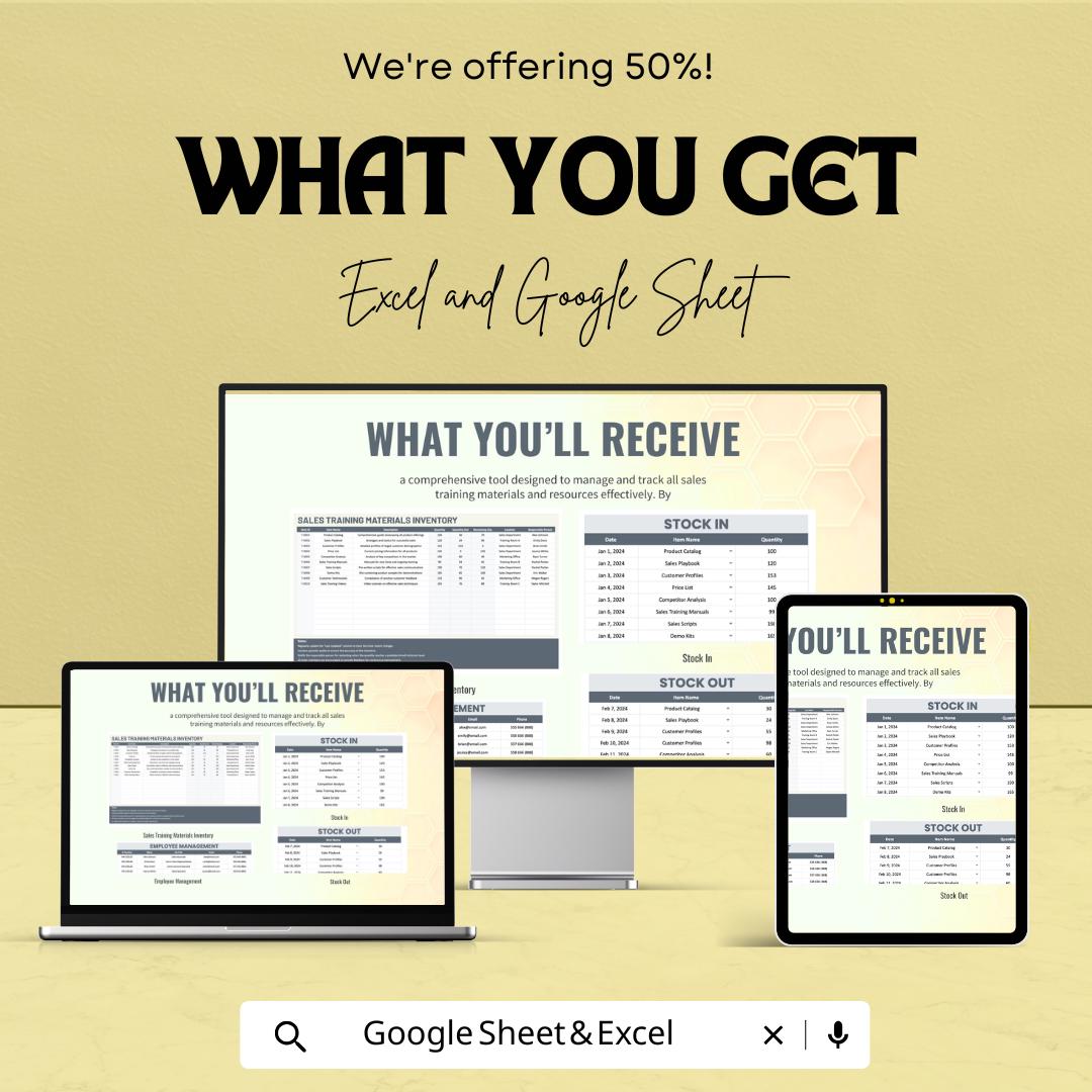 Sales Training Materials Inventory Template | Excel & Google Sheets | Training Resource Tracker | Sales Training Planner | Digital Download