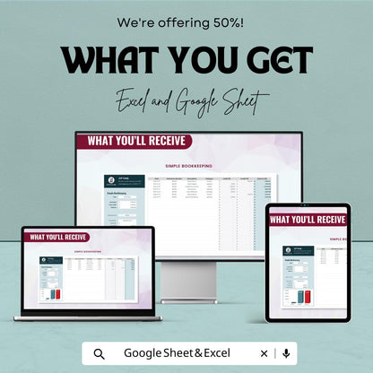 Simple Bookkeeping Sheet | Small Business Expense Tracker | Google Sheets & Excel | Financial Planner Template | Instant Download