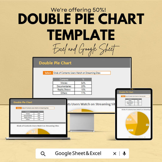 Double Pie Chart Template | Business Data Visualization Dashboard | Comparison Chart Template | Instant Download