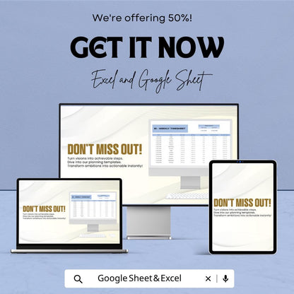 Bi-Weekly Timesheet Template | Employee Time Tracker Spreadsheet | Payroll Hours Log | Excel & Google Sheets Work Schedule Template |