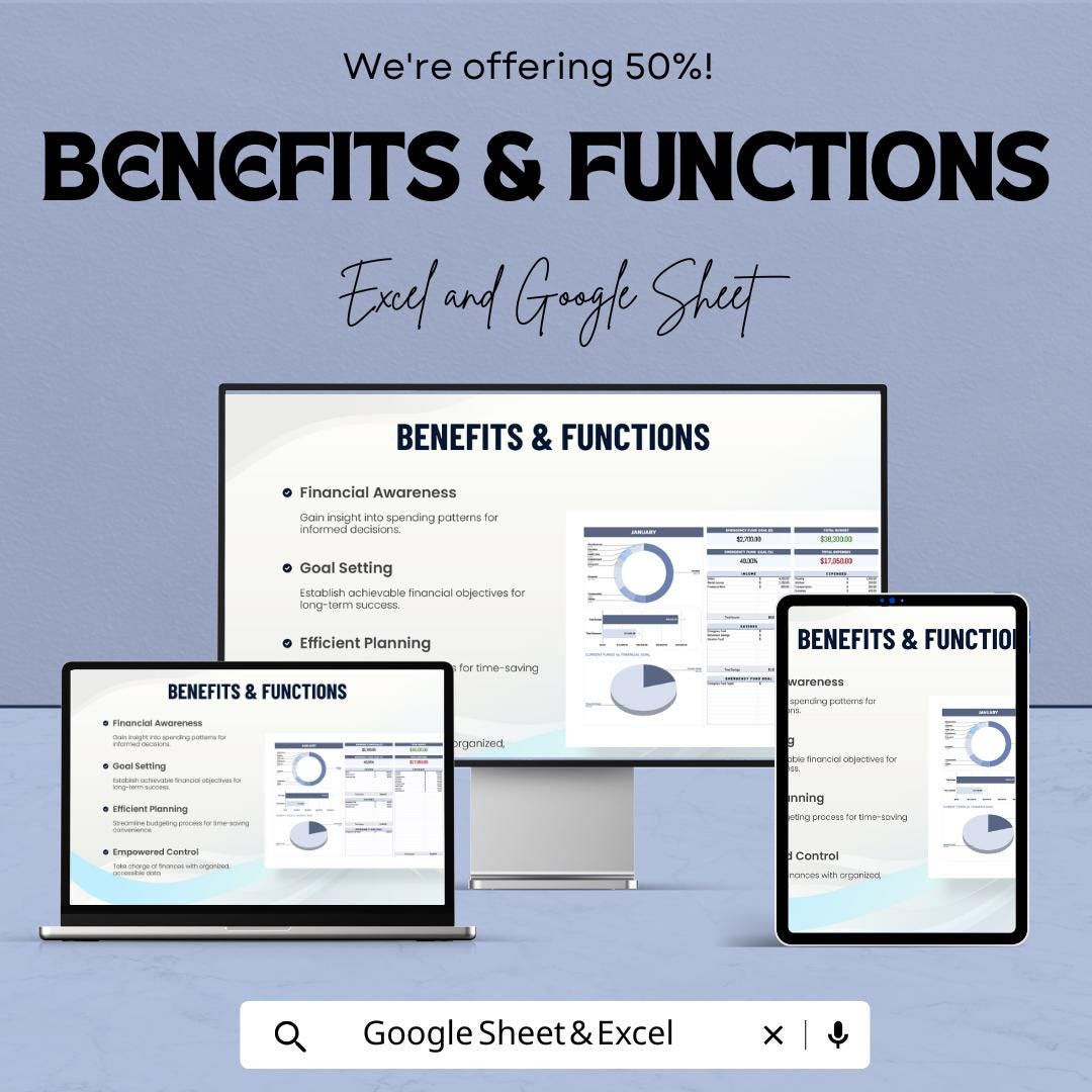 Budget Workbook Sheet - Personal Budget Planner, Expense Tracker, Google Sheet & Excel Template for Financial Planning