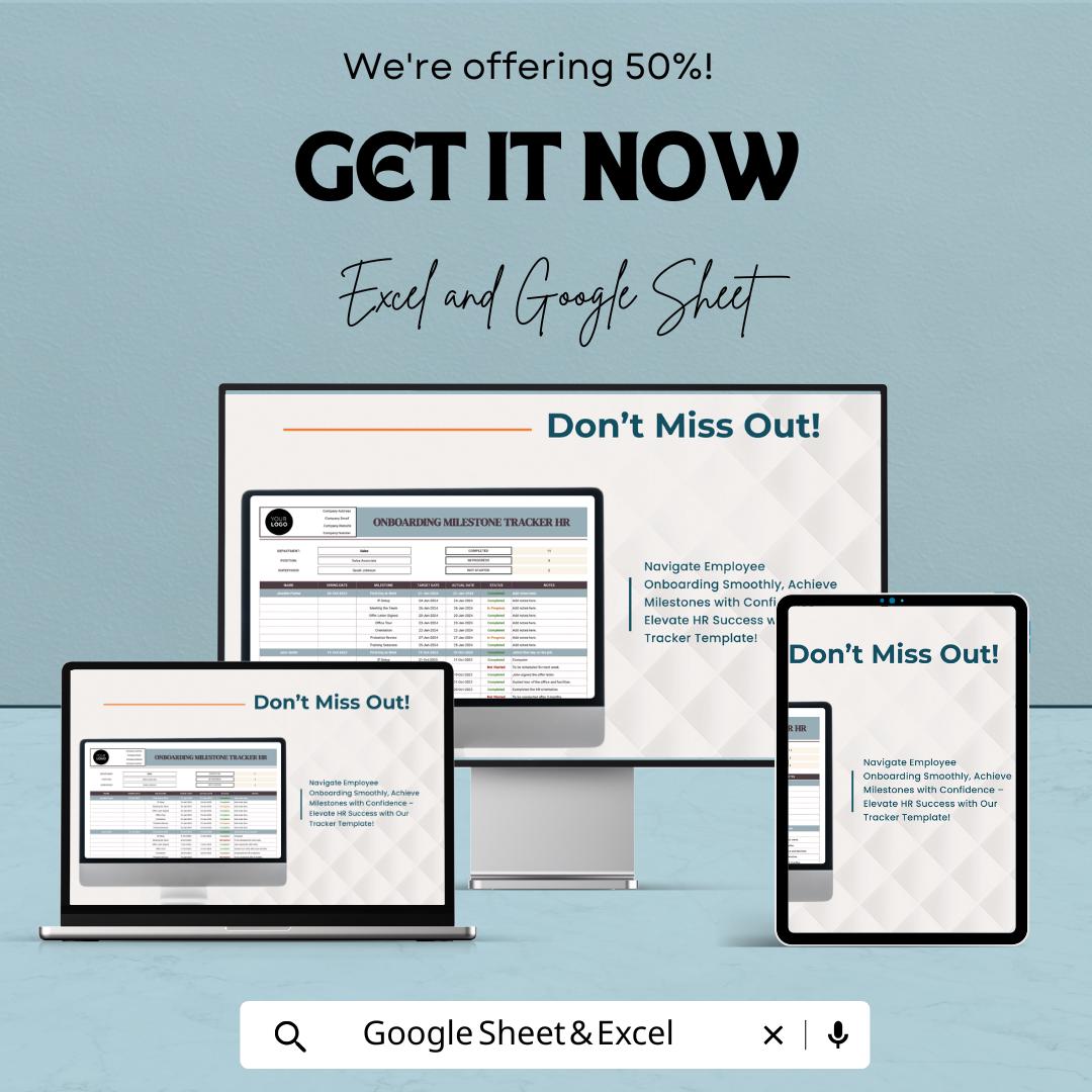 Onboarding Milestone Tracker HR Template | Employee Onboarding Progress Tracker | New Hire Milestone Spreadsheet