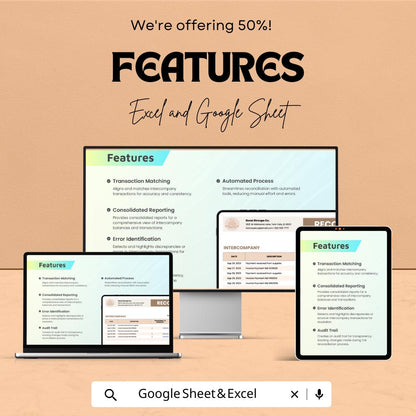 Intercompany Reconciliation Sheet | Google Sheets Template | Financial Transaction & Account Balancing Tool | Accurate and Efficient