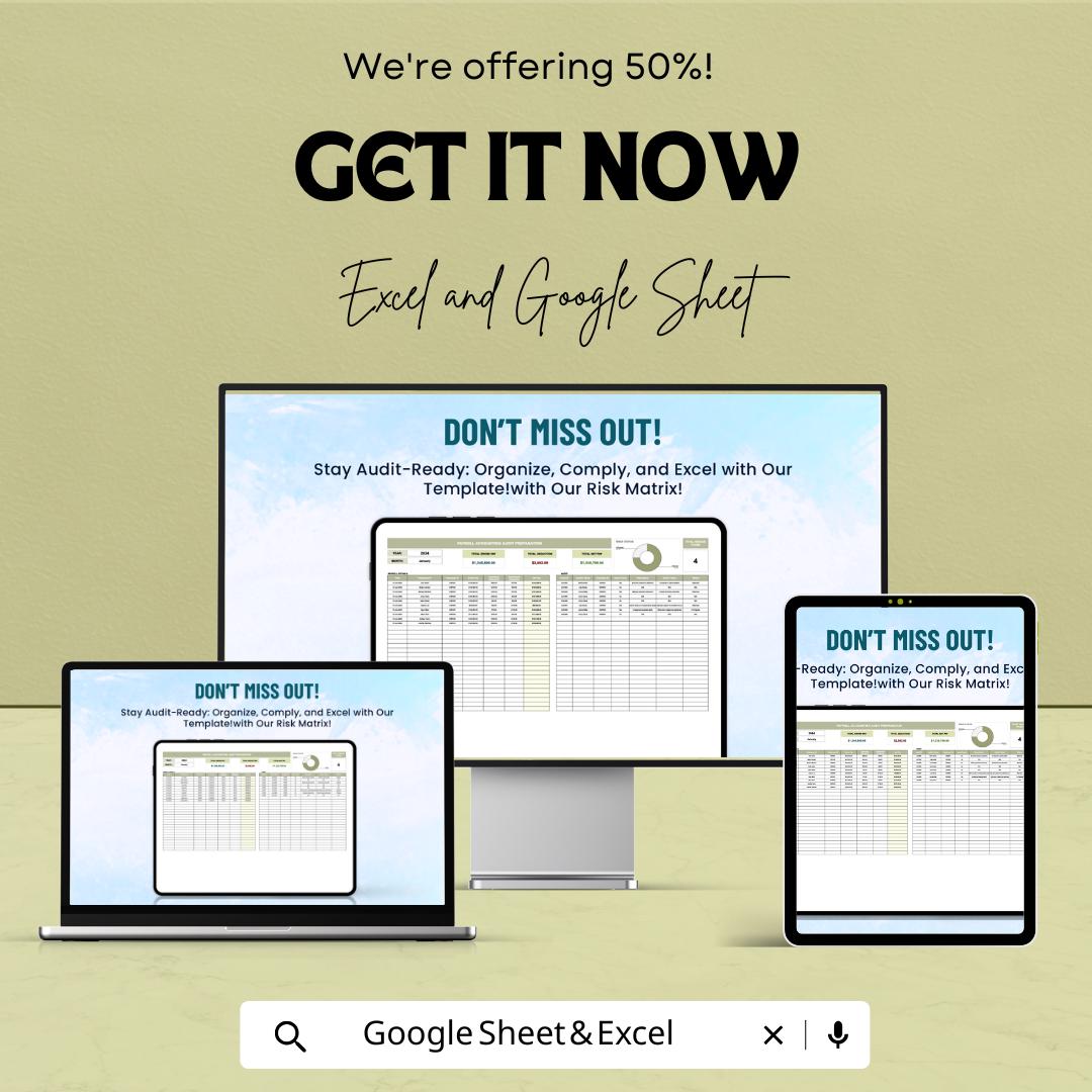 Payroll Accounting Audit Preparation Template | Payroll Audit Spreadsheet | Compliance Documentation Tool