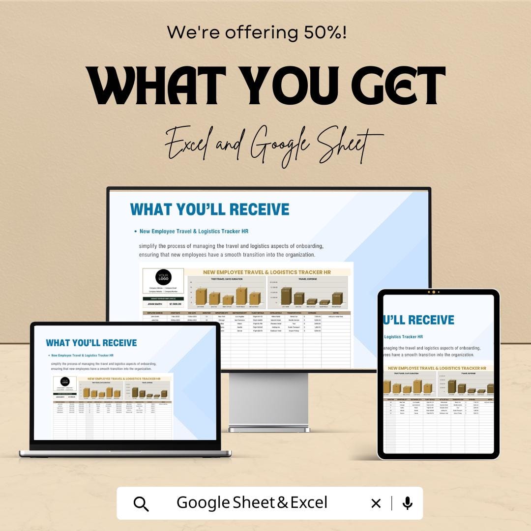 New Employee Travel & Logistics Tracker HR Template | Employee Onboarding Travel Planner | Excel and Google Sheets