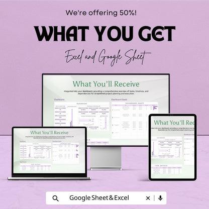 Dashboard Gantt Sheet | Google Sheets | Project Management Tool | Gantt Chart Template | Task Tracking & Timeline | Visual Project Planner