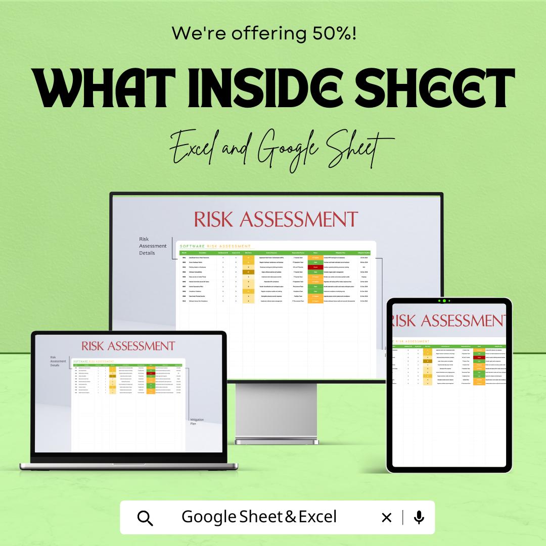 Software Risk Assessment Sheet - Excel & Google Sheet Template for Project Risk Management