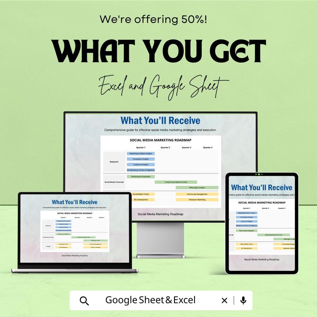 Social Media Marketing Roadmap | Excel & Sheets