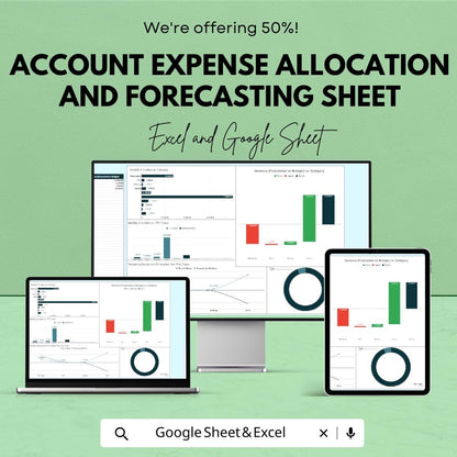 Account Expense Allocation and Forecasting Sheet – Budgeting & Expense Tracker – Excel and Google Sheet – Financial Forecasting Tool