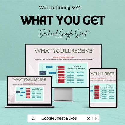 Church Organizational Chart Template | Ministry Structure Chart | Church Leadership Planner | Excel & Google Sheets Org Chart |