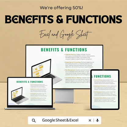 Balance Sheet Projection Template | Financial Forecast Spreadsheet | Budget Planning Tool | Financial Planning Dashboard