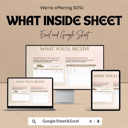 Monthly Performance Reporting Tool HR Sheet - Google Sheet | Workforce Management | HR Data Analysis | Employee Performance Tracker |