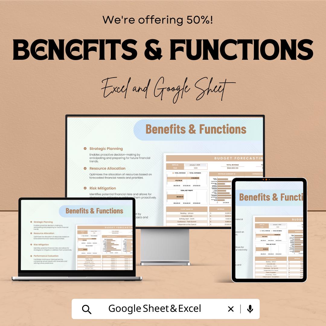 Budget Forecasting Template | Business Budget Planner | Revenue Expense Tracker | Financial Forecast Spreadsheet | Excel and Google Sheets