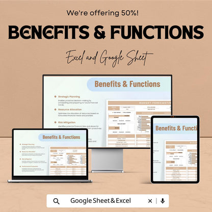 Budget Forecasting Template | Business Budget Planner | Revenue Expense Tracker | Financial Forecast Spreadsheet | Excel and Google Sheets