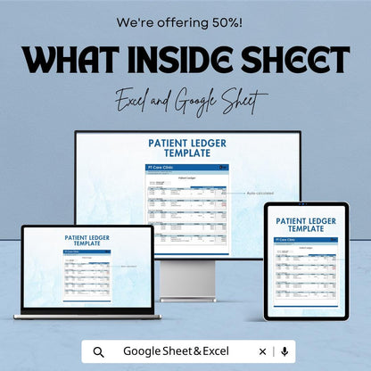 Patient Ledger Template for Excel & Google Sheets | Medical Billing Spreadsheet | Healthcare Payment Tracker | Clinic Billing Ledger |