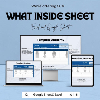 Church Expense Tracker Template | Google Sheets & Excel | Church Finance Spreadsheet | Budget Planner | Financial Management Sheet