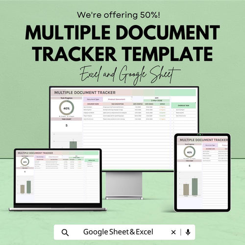 Multiple Document Tracker Template | Document Management Spreadsheet | Version Control & Deadline Tracker | Project Organizer