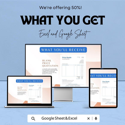 Blank Price Quotation Sheet | Editable Excel & Google Sheets Template | Customizable Quote Form | Instant Download for Business