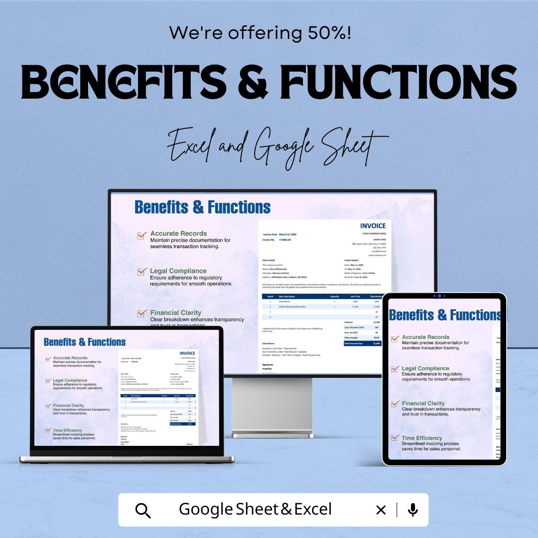 Blank Agency Invoice Template - Customizable Excel & Google Sheets - Easy-to-Use Professional Invoice