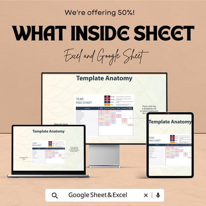 Team RACI Chart Template Excel & Google Sheets | Responsibility Matrix | Project Role Assignment Tracker | Team Workflow Planner