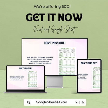 Monthly Budget Template | Business Budget Spreadsheet | Finance Tracker | Company Budget Planner | Income Expense Tracker