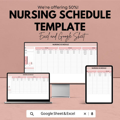 Nursing Schedule Template | Nurse Shift Schedule | Staff Roster Spreadsheet | Healthcare Scheduling Template
