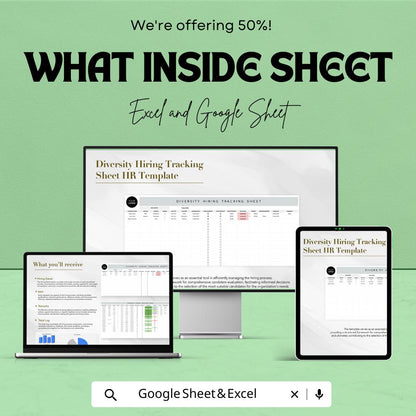 Diversity Hiring Tracking Sheet HR Template | Excel & Google Sheets | Inclusive Recruitment Tracker | HR Hiring Dashboard