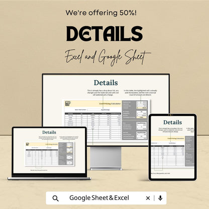 Craft Pricing Calculator Template | Product Pricing Spreadsheet | Handmade Business Pricing Tool | Cost Calculator Template