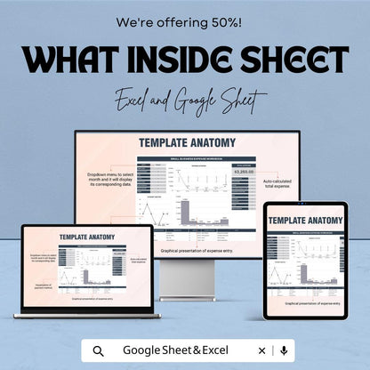 Small Business Expense Workbook Template | Expense Tracker Spreadsheet | Business Budget Planner | Monthly Finance Tracker