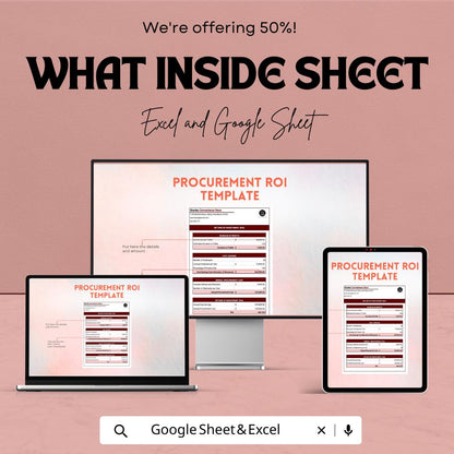 Procurement ROI Template Excel & Google Sheets | Cost Savings Calculator | Business ROI Tracker | Financial Analysis Spreadsheet