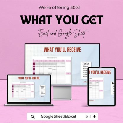 Printable Weekly Schedule Sheet – Customizable Daily Planner Template for Google Sheets & Excel – Time Management Tool – Downloadable