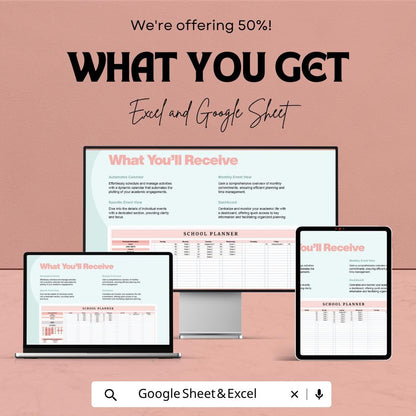 School Planner Template Excel and Google Sheets | Student Planner Spreadsheet | Weekly Class Schedule & Assignment Tracker |