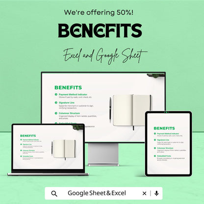 Freelance Receipt of Payment Sheet | Professional Invoice Template | Excel & Google Sheet Format | Instant Download
