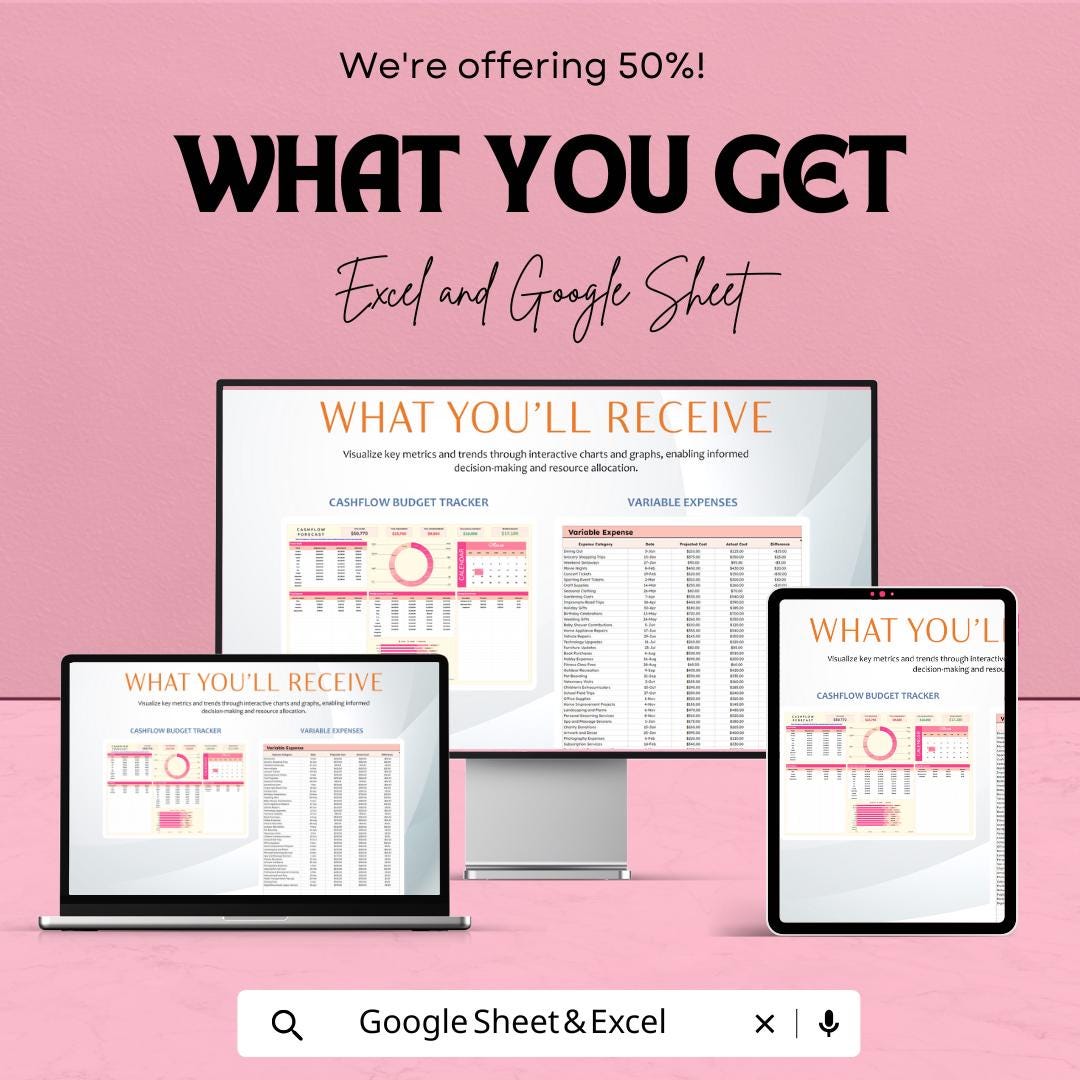 Cashflow Forecast Budget Template | Excel & Google Sheets | Cash Flow Planner | Budget Tracker Spreadsheet