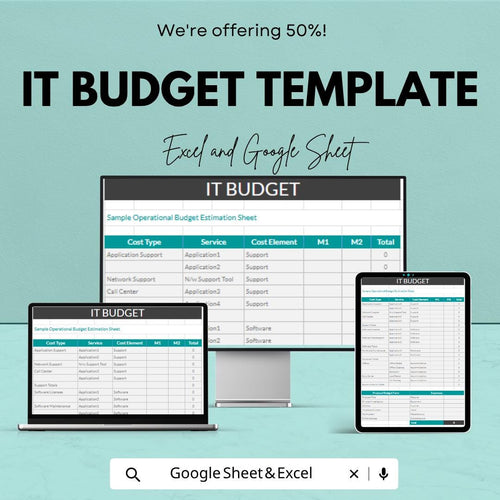 IT Budget Template | IT Financial Planning Spreadsheet | Budget Tracker Excel | Technology Budget Planner | Google Sheets Template