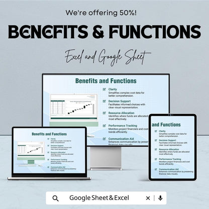Cost Waterfall Chart Sheet | Excel & Google Sheet | Visualize Your Costs Across Multiple Stages | 50% Off | Instant Download