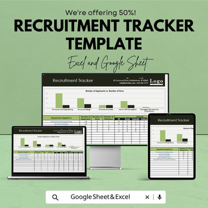 Recruitment Tracker Template, Hiring Tracker Spreadsheet, Applicant Tracking Sheet, HR Recruitment Log, Excel and Google Sheets Template