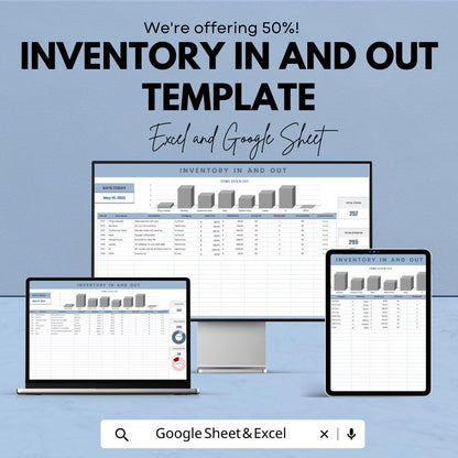Inventory In and Out Template | Stock In Stock Out Spreadsheet | Excel & Google Sheets Inventory Tracker | Inventory Movement Log