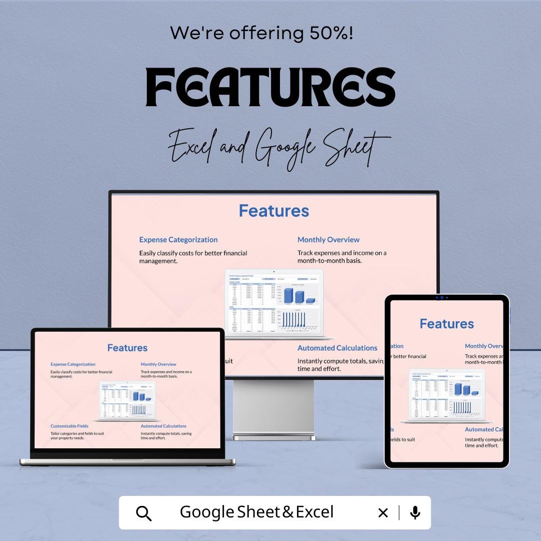 Rental Property Expense Tracker Sheet – Excel and Google Sheet Template to Track Income & Expenses
