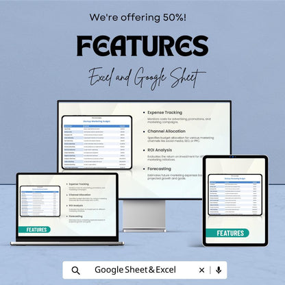 Startup Marketing Budget Template | Marketing Budget Spreadsheet | Business Budget Planner | Expense Tracker Template |