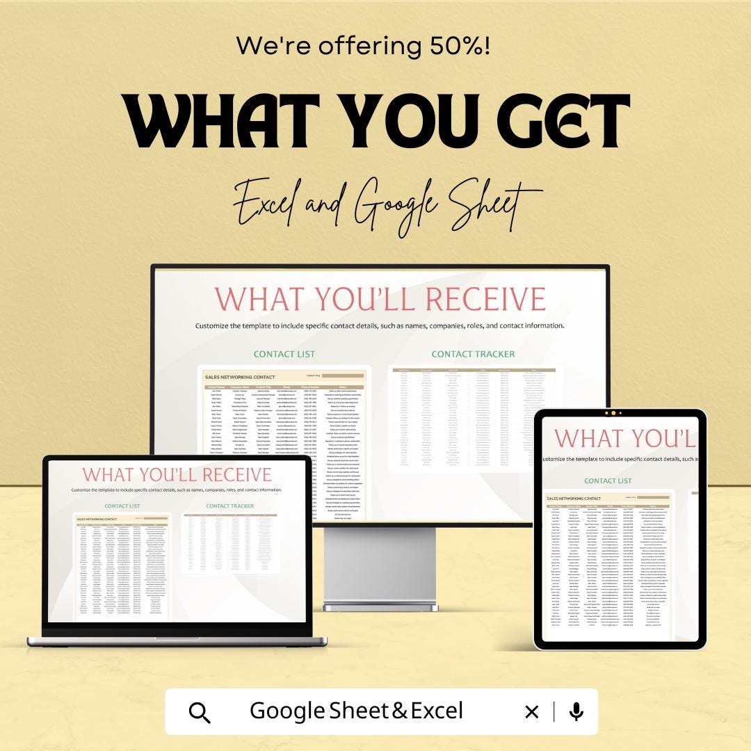 Sales Contact List & CRM Tracker | Excel & Sheets