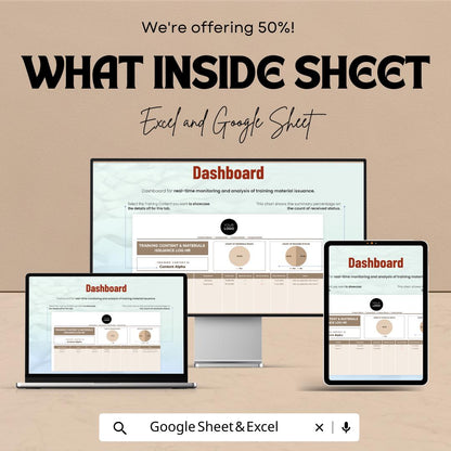 Training Content & Materials Issuance Log Sheet | HR Excel and Google Sheets Template for Employee Training Management |
