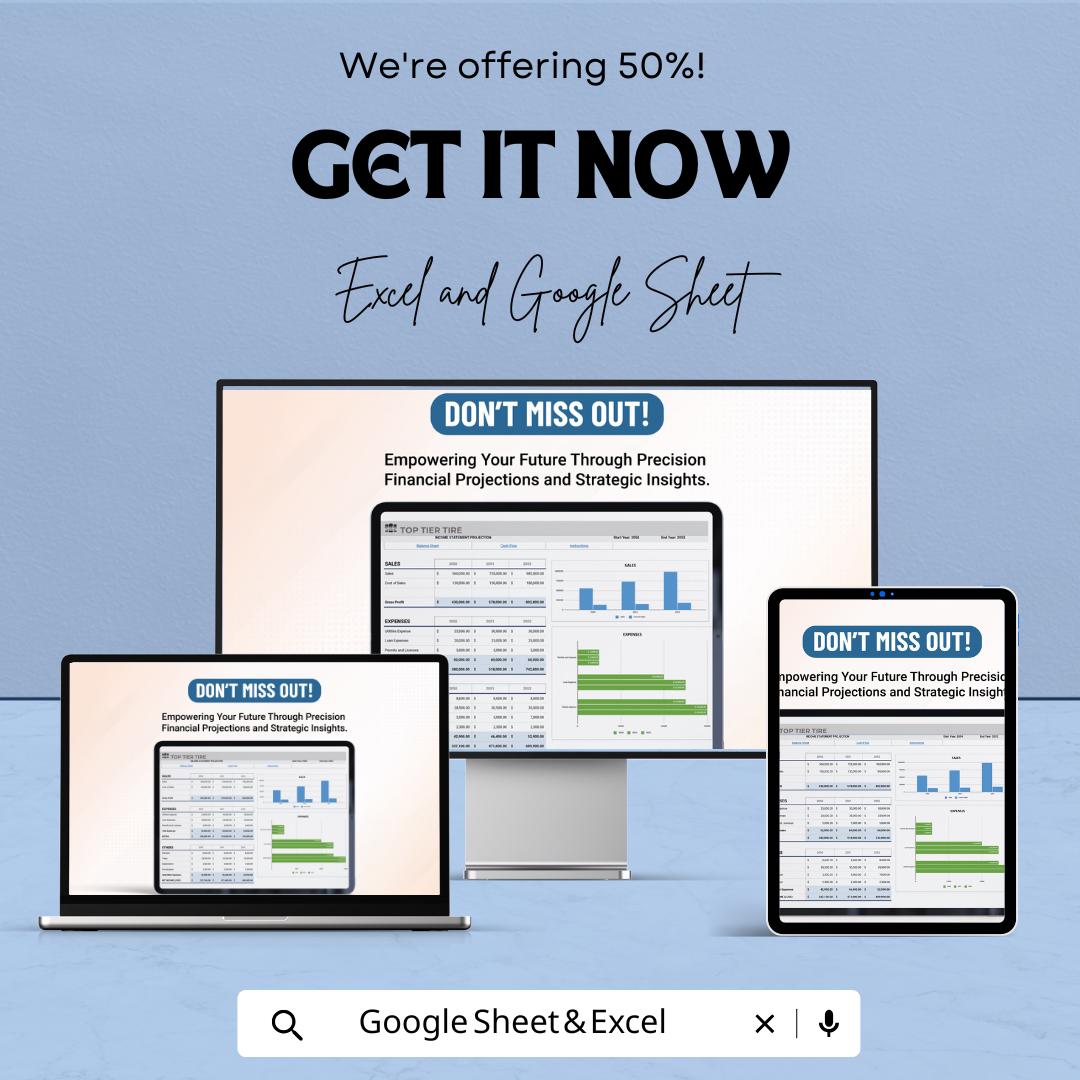 Company Financial Projections Template | Business Budget Planner | Income Statement, Cash Flow and Balance Sheet | Startup Finance Tool