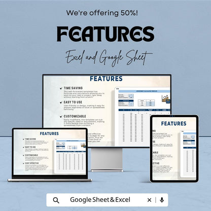 Investment Calculator Template | Compound Interest Spreadsheet | ROI & Savings Planner | Investment Tracker | Wealth Planner Tool