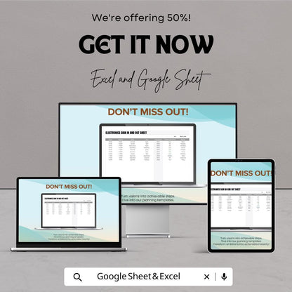 Electronics Sign In and Out Sheet | Track Electronics Checkout | Excel & Google Sheets Template