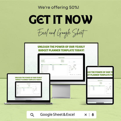 Yearly Budget Planner Template Excel Google Sheets | Annual Budget Spreadsheet | Personal Finance Tracker | Household Budget Planner |